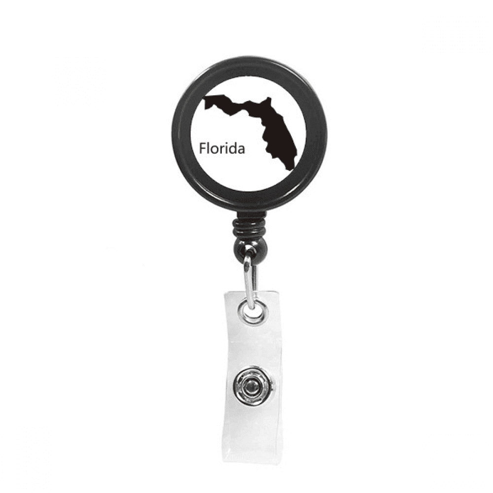 florida ameusa map outline Retractable Keychain Badge Holder ID Badge