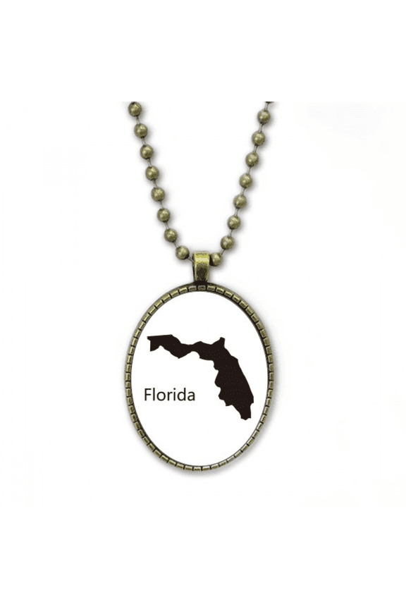 florida ameusa map outline necklace vintage chain bead pendant jewelry collection