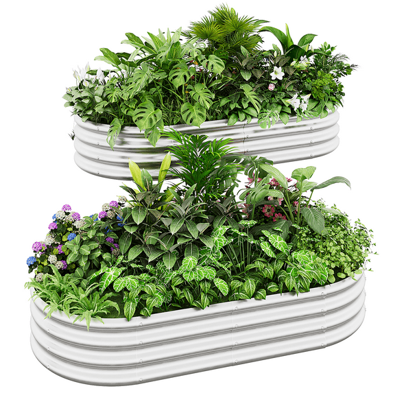 JF 2 Pcs Raised Garden Bed,Galvanized Raised 6×3×1ft Planter Boxes Outdoor with Easy Assembly, Large Garden Bed for Vegetables, Fruits, Flower