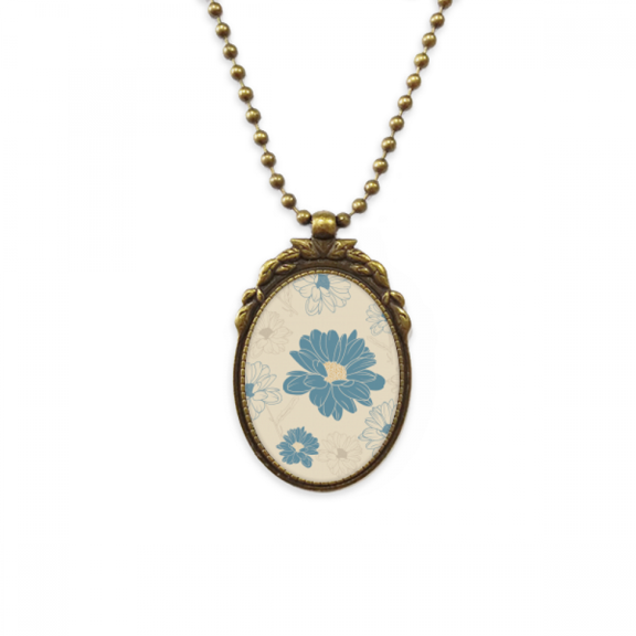 flower blue chrysanthemum antique necklace vintage bead pendant keychain