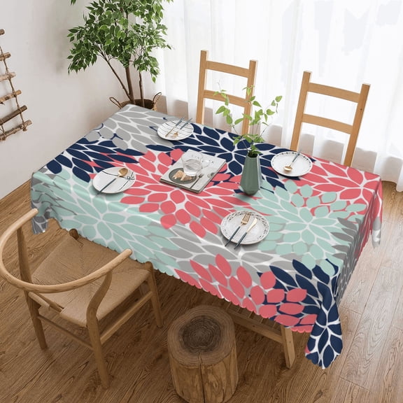 flower burst petals floral Tablecloth 50x70 Inch, Washable Waterproof Rectangular Table Cover for Party Picnic Dinner Decor