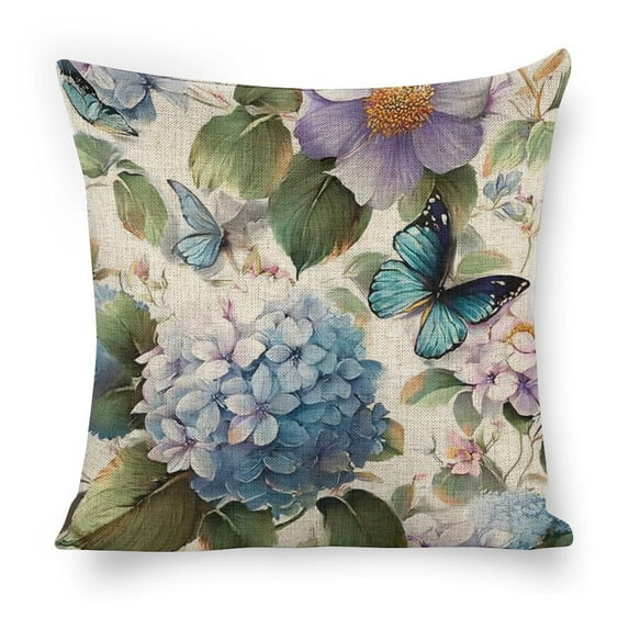 flower butterfly Linen toss pillowcase decoration pillowcase gifting preferred 18x18 inch cushion cover sofa pillowcase sofa bedroom living room car