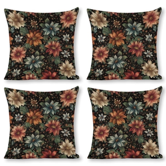 flower pattern Linen toss pillowcase decoration pillowcase gifting preferred 20x20 inch cushion cover 4 sets sofa pillowcase sofa bedroom living room car