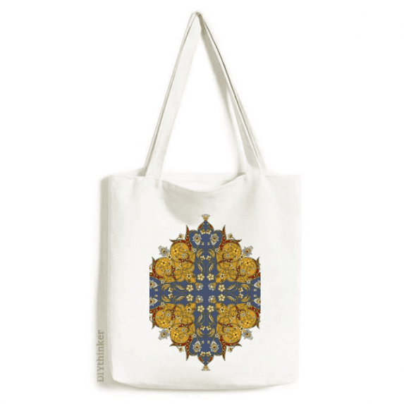 flower repeat illustration pattern tote canvas bag shopping satchel casual handbag