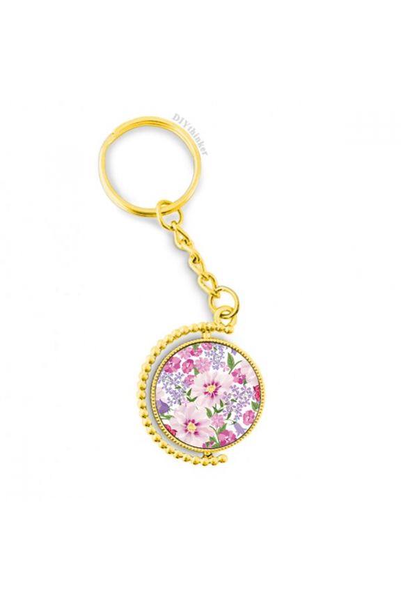 flower sea drawing art metal connector key chain accessory en keyholder