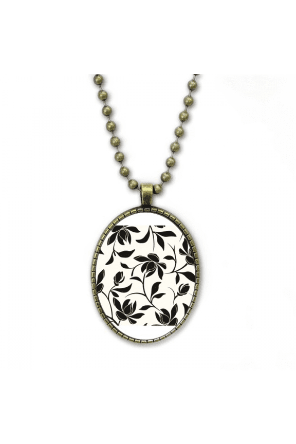 flower vine drawing art necklace vintage chain bead pendant jewelry collection
