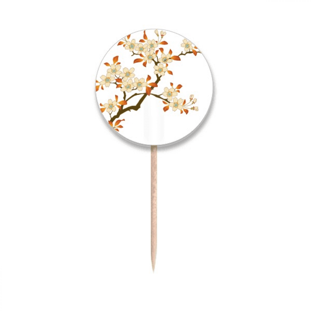 flower wallpaper wall pattern Toothpick Flags Round Labels Party