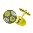 thumbnail image 1 of flower yellow chrysanthemum flower studded business metal cufflinks en, 1 of 4