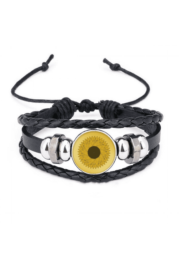 flower yellow sunflower bracelet braided leather woven wristband