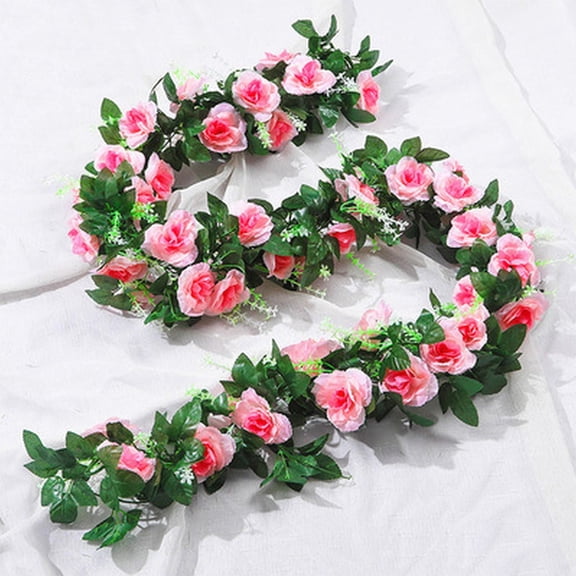flowers Decorative Rose Vine for Indoor Use - Hanging Winding False Flower Vine with Petals for Home and Shelving