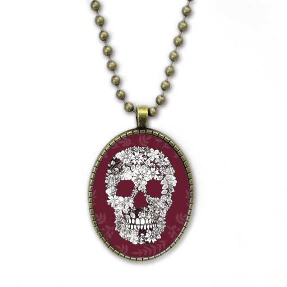 flowers bs mexico day of dead necklace vintage chain bead pendant jewelry collection
