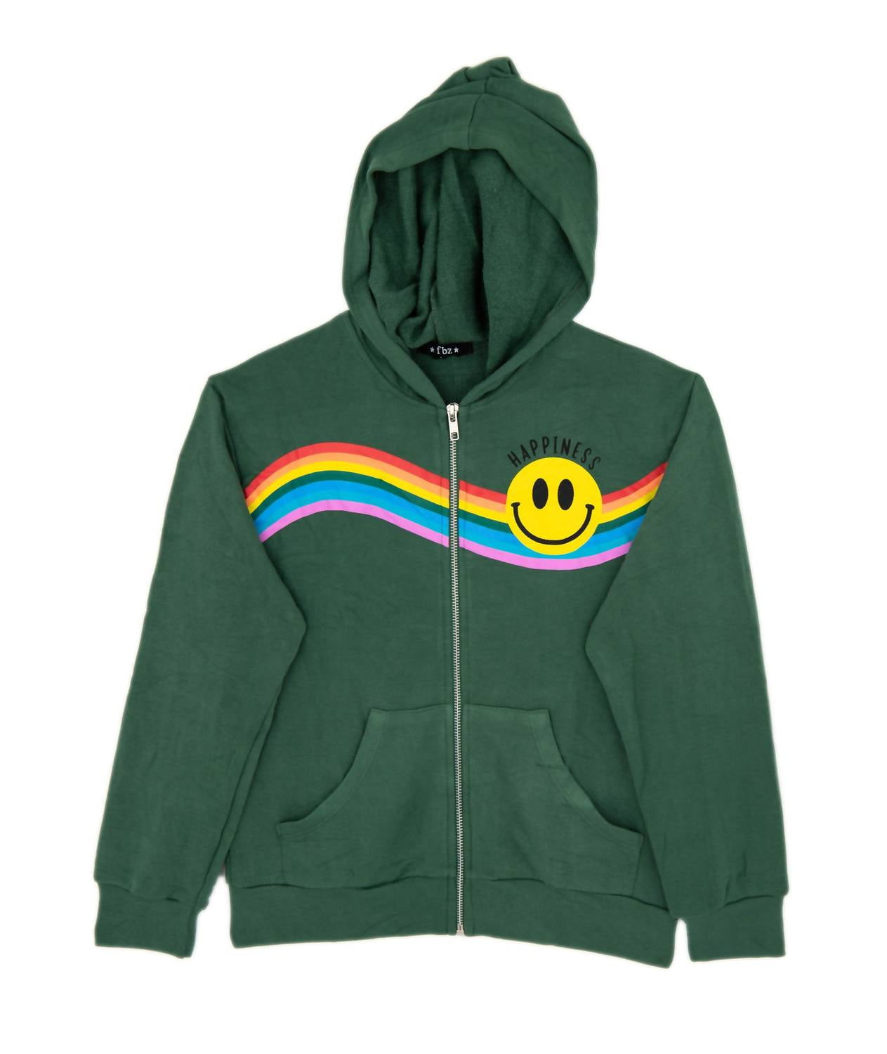 flowers by zoe Girls Rainbow Smiley Zip Hoodie