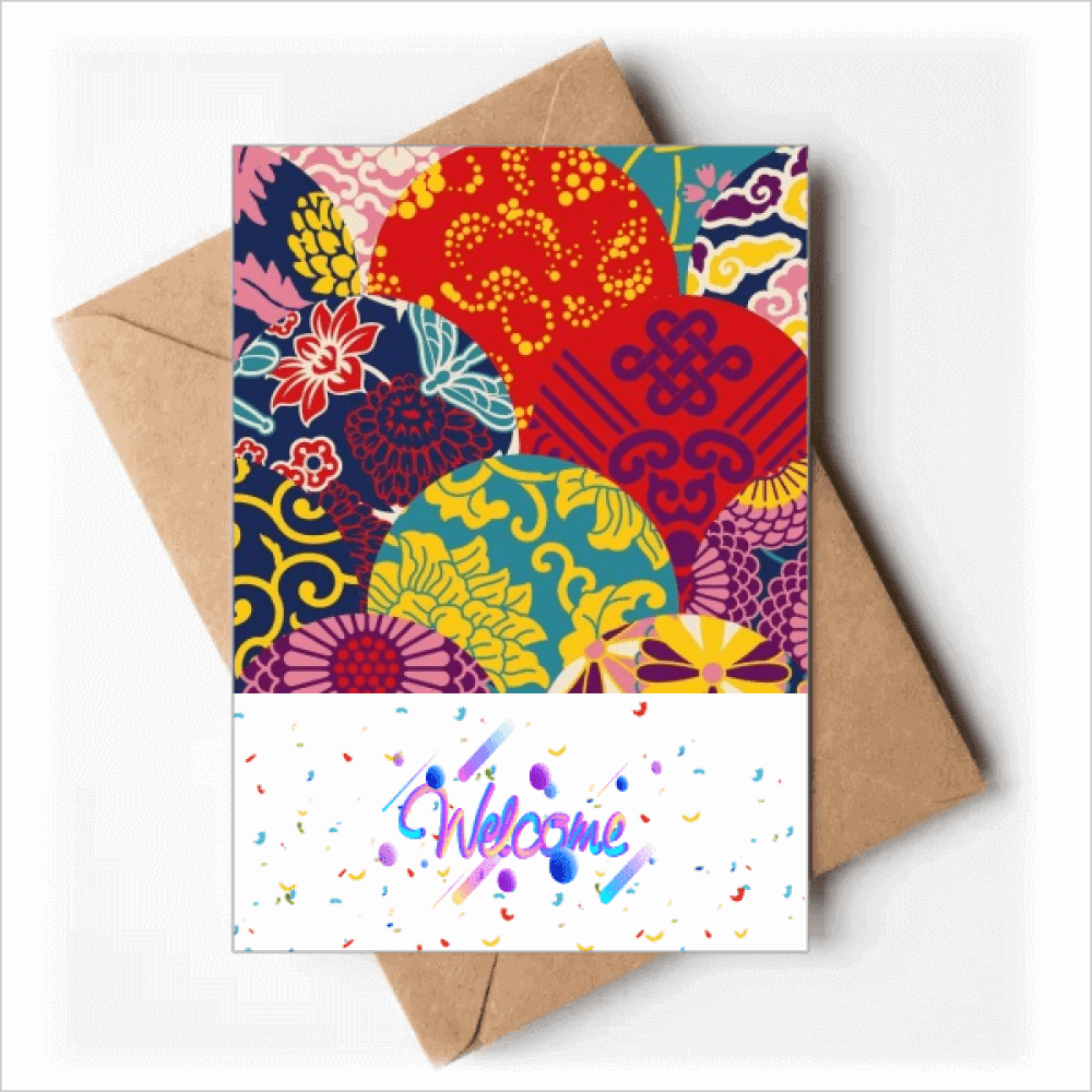 flowers chinese knot pattern japanese style Welcome Back Greeting Cards Envelopes Blank