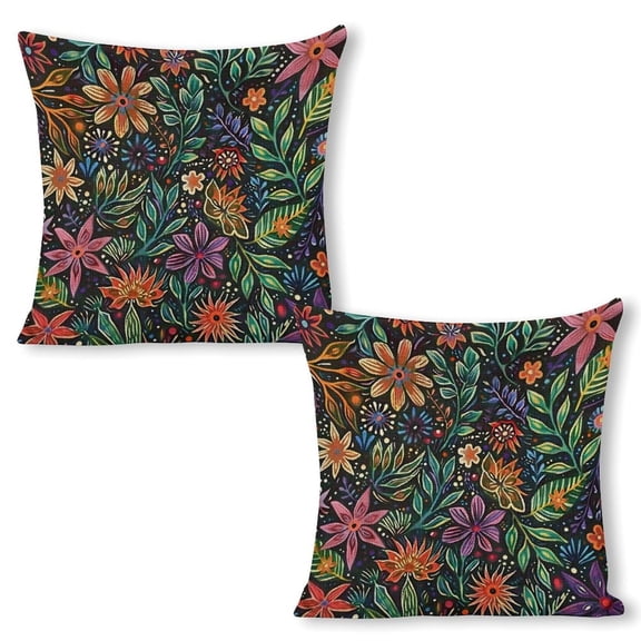 flowers leaves painting Linen toss pillowcase decoration pillowcase gifting preferred 18x18 inch cushion cover 2 sets sofa pillowcase sofa bedroom living room car