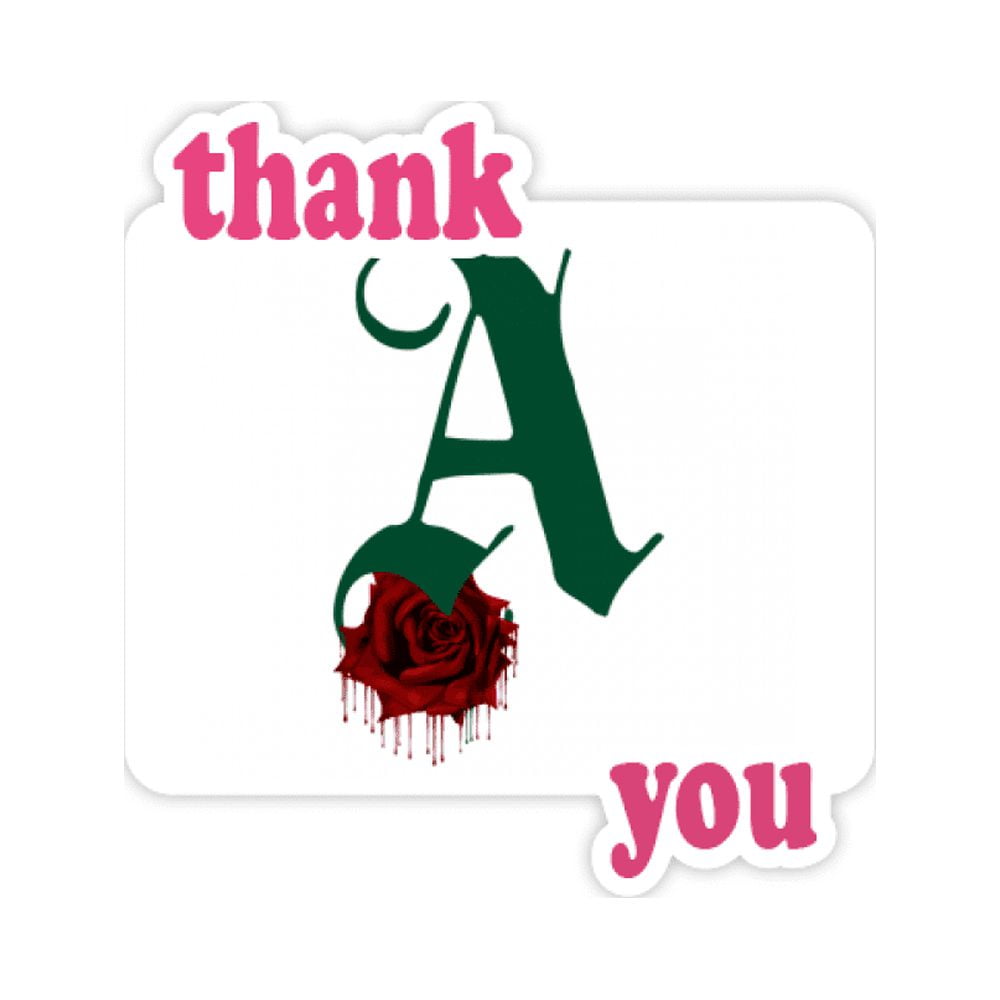 flowers letters green Thank You Stickers Quote Grateful