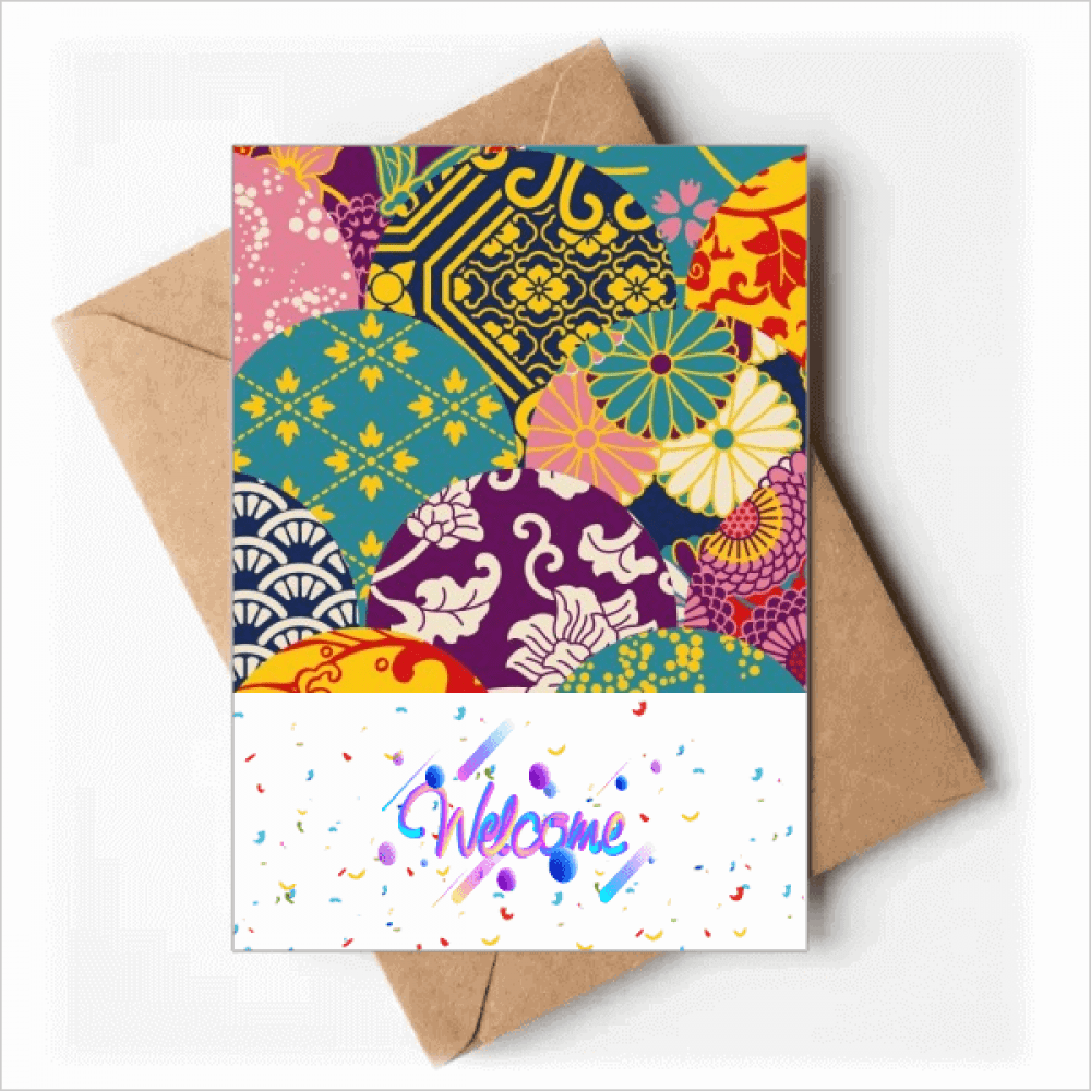 flowers lines pattern china japanese style Welcome Back Greeting Cards Envelopes Blank