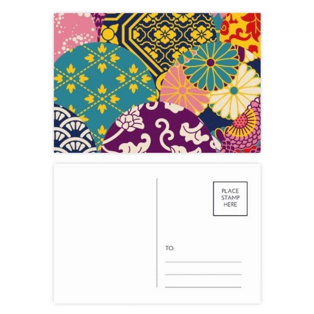 flowers lines pattern china japanese style postcard set birthday mailing thanks greeting card