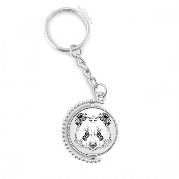 fluffy giant panda animal portrait rotatable keyholder disc accessories chain clip