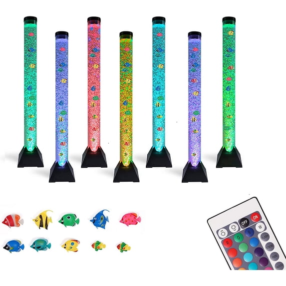 flybold Large Bubble Tube Lamp - 10 Fishes & 20 Color Remote