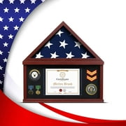 flybold Large Flag Case for American Veteran Burial Flag - Mahogany Frame