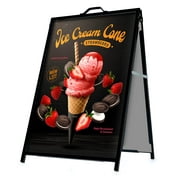 flybold Portable A-Frame Sidewalk Sign - Double Sided Display with Carry Handle, Weather Resistant, 24x36inch, Black
