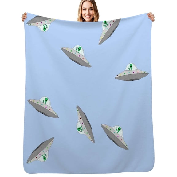 flying saucer peace alien Flannel Blankets Soft Throw Blanket Winter Travel Office Outdoor Bedspread