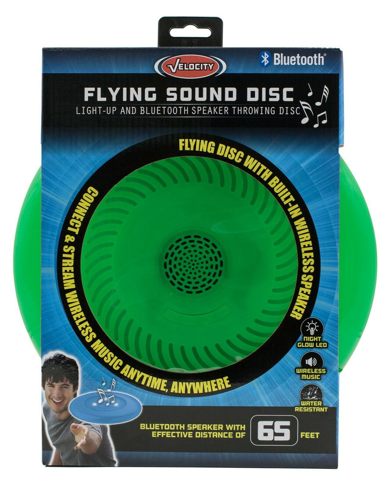 flying sound disc - light-up and bluetooth speaker throwing disc-green ...