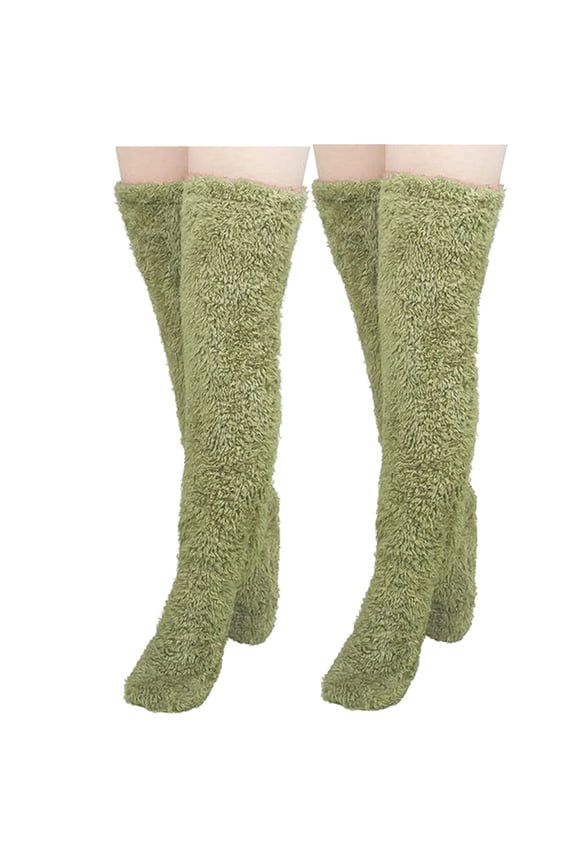 Over Knee Fuzzy Socks For Women Fall Winter Thick Slipper Leg Warmers Soft Thigh-High Home Socks