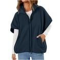 thumbnail image 1 of flyskyup Sherpa Vest for Women Short Sleeve Fuzzy Fleece Jacket Warm Coat Outerwear with Pockets, 1 of 9