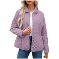 thumbnail image 1 of flyskyup Womens Winter Quilted Jackets Long Sleeve Button Down Puffer Jacket Coats Outerwear with Pockets, 1 of 9