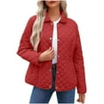 thumbnail image 1 of flyskyup Womens Winter Quilted Jackets Long Sleeve Button Down Puffer Jacket Coats Outerwear with Pockets, 1 of 9