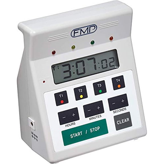 FMP Digital 4 Channel Commercial Kitchen Countdown Timer, Water Resistant, 7-inch Height, White