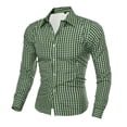 thumbnail image 1 of fnnxeal Mens Green Gingham Plaid Button‑Down Casual Shirt, Slim Fit Long Sleeve Turn‑Down Collar Shirt with Adjustable Cuffs,Size L, 1 of 2