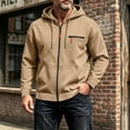 thumbnail image 1 of fnnxeal Mens Sweatshirts Fall Long Sleeve Solid Zipper Hoodie Casual Khaki Sweatshirts for Men Size M, 1 of 9