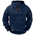 thumbnail image 1 of fnnxeal Mens Sweatshirts Hoodie Solid Casual Fall Zipper Long Sleeve Navy Sweatshirts for Men Size 2XL, 1 of 7