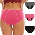 thumbnail image 1 of Mid Waisted Brief for Women Clearance Absuyy 3 Pack Comfort Period Panties Seamless Breathable Panties Pink 3XL, 1 of 10