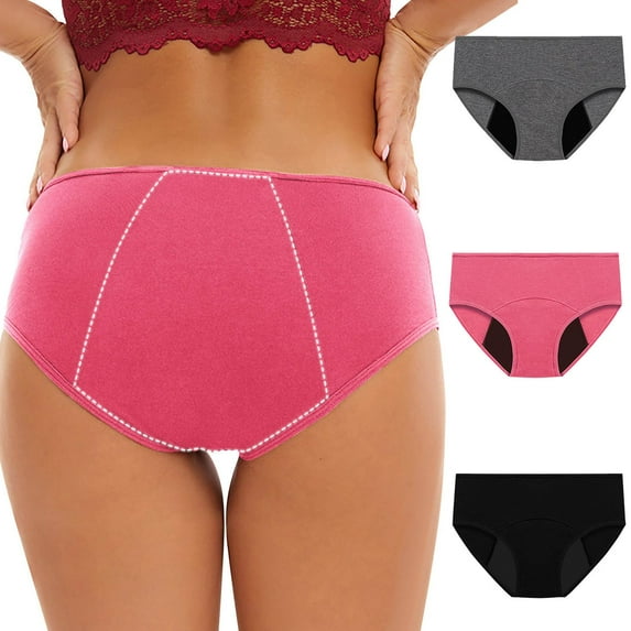 Mid Waisted Brief for Women Clearance Absuyy 3 Pack Comfort Period Panties Seamless Breathable Panties Pink 3XL