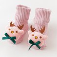 thumbnail image 1 of fnnxnal Adorable Kids Girls 3D Plush Deer Applique Ankle Socks Multicolor Soft Knit Novelty for Kids Kids,Size 0 T, 1 of 3