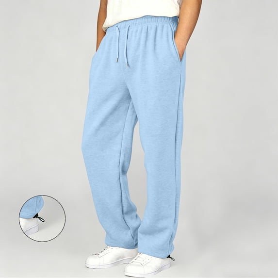 fnnxnal Boys Blue Open Bottom Sweatpants with Pockets, Drawstring Waist, Kids Active Pants,Size 5-6 T