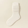 thumbnail image 1 of fnnxnal Crew Slouch Scrunch Socks for Girls - Cotton Ribbed Stacked Mid-Calf, White, 1 Pair,Size 6 T, 1 of 3