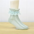 thumbnail image 1 of fnnxnal Girls Cotton Ruffle Ankle Socks Cable Knit Breathable Soft Stretch 3 Pairs Green S-XL,Size XL, 1 of 3