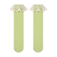 thumbnail image 1 of fnnxnal Girls Green Lace Ruffle Knee High Socks - Breathable Cotton, One Size,Size Free Size, 1 of 2