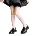 thumbnail image 1 of fnnxnal Girls Knee High School Uniform Socks, Cotton Ribbed Solid Pink - Breathable Soft for Kids,Size 35, 1 of 8