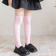 thumbnail image 1 of fnnxnal Girls Knee High Socks Pink Ribbed Cotton Pearl Decorated Stretchy School Uniform for 3-13 Years,Size 8-13T, 1 of 7