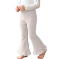 thumbnail image 1 of fnnxnal Girls Ribbed Knit Flare Pants Kids Stretchy High Waist Bell Bottom Lace Trim,Size 10 T, 1 of 7