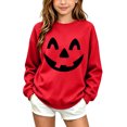 thumbnail image 1 of fnnxnal Hall-oween Sweatshirt for Girls, Red Pumpkin Face Crewneck Pullover Long Sleeve Top, Kids 2-13 Years Fall Outfit.,Size 11-12 T, 1 of 8