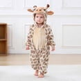 thumbnail image 1 of fnnxnal Khaki Kids Girl Giraffe Costume Hooded Jumpsuit Zipper Animal Print Safari Outfit Hall-oween,Size 0-6 Months, 1 of 8