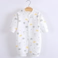thumbnail image 1 of fnnxnal Kids Girls Cotton Long Sleeve Romper Coverall Front Snap Footless White,Size 9 Months, 1 of 4