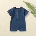 thumbnail image 1 of fnnxnal Kids Girls Sleeveless Cotton Romper Navy Blue Snap Closure Breathable Summer Outfit,Size 18-24 Months, 1 of 4