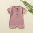 thumbnail image 1 of fnnxnal Pink Kids Girls Sleeveless Cotton Romper, Snap Closure, Breathable Summer Outfit,Size 0-3 Months, 1 of 4